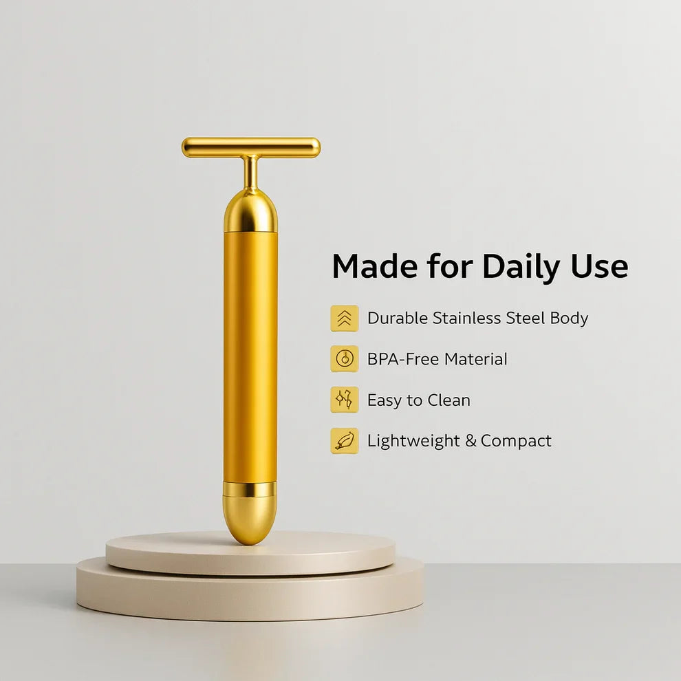 24K Gold Energy Beauty Bar Electric Facial Massage Roller