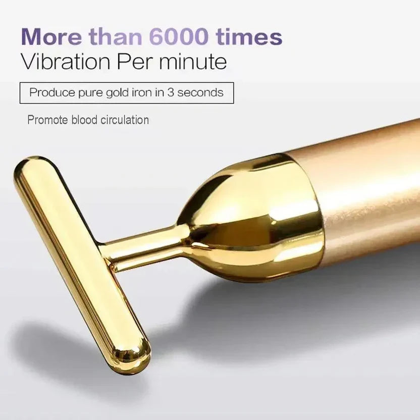 24K Gold Energy Beauty Bar Electric Facial Massage Roller