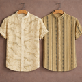 Premium Printed Mandarin Designer Casual Cotton Shirt | Pack of 2