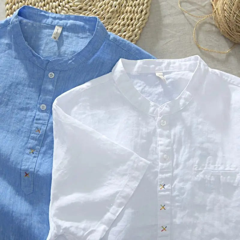 Premium Solid Mandarin Designer Casual Cotton Shirt | Pack of 2