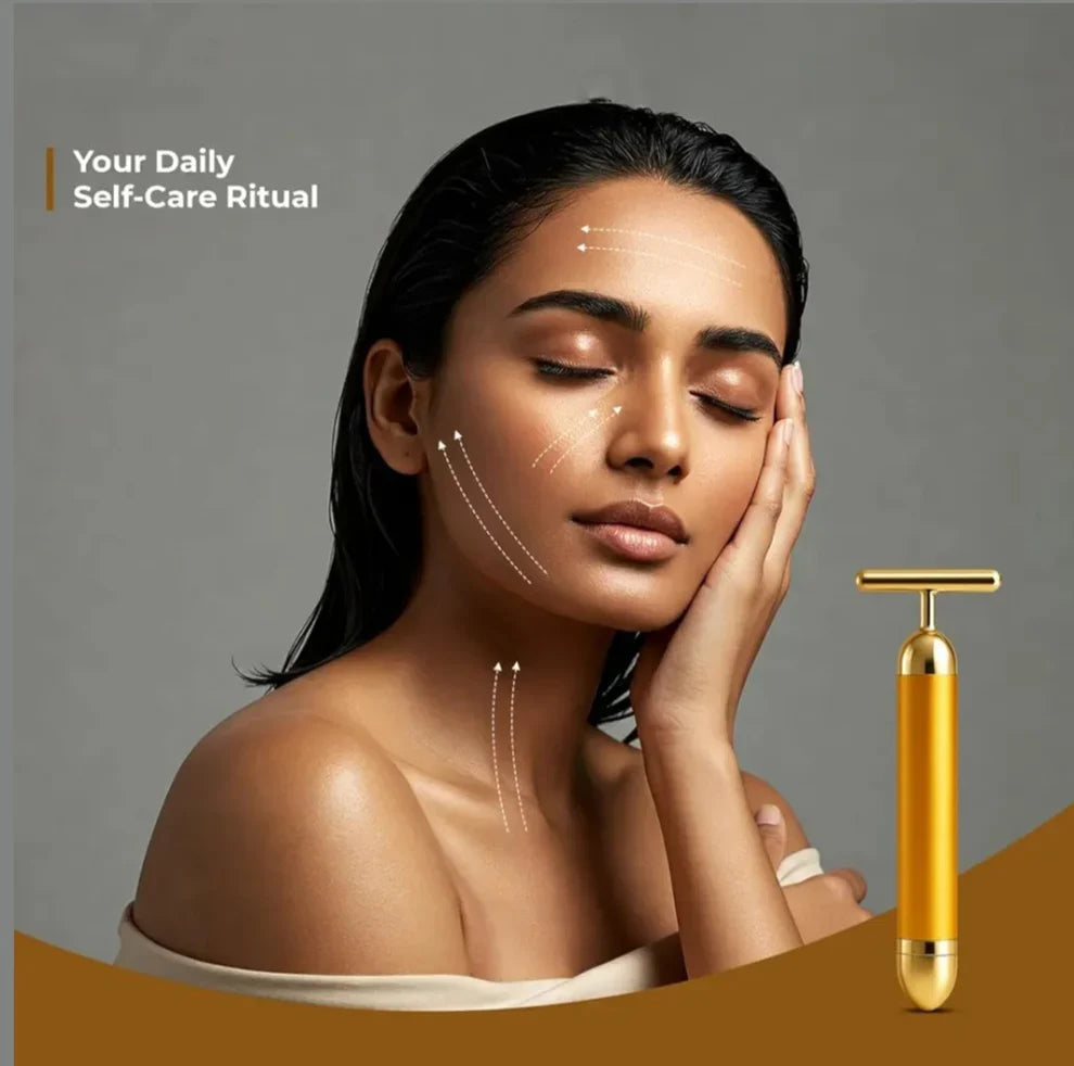 24K Gold Energy Beauty Bar Electric Facial Massage Roller