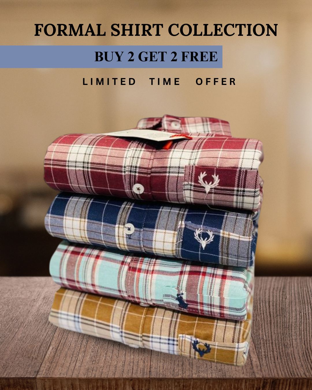 Golden Branded Everyday Shirt - COMBO OF 4