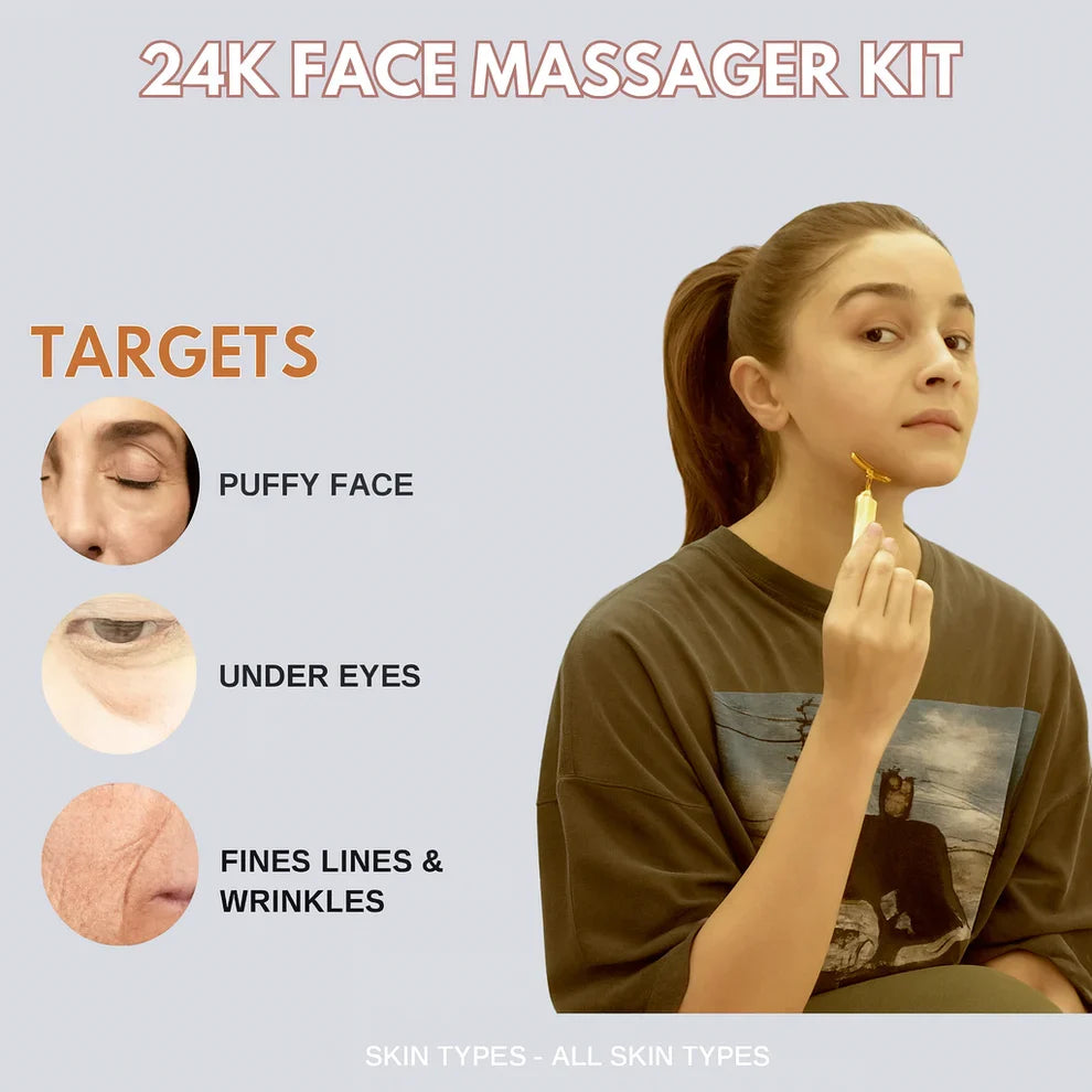 24K Gold Energy Beauty Bar Electric Facial Massage Roller