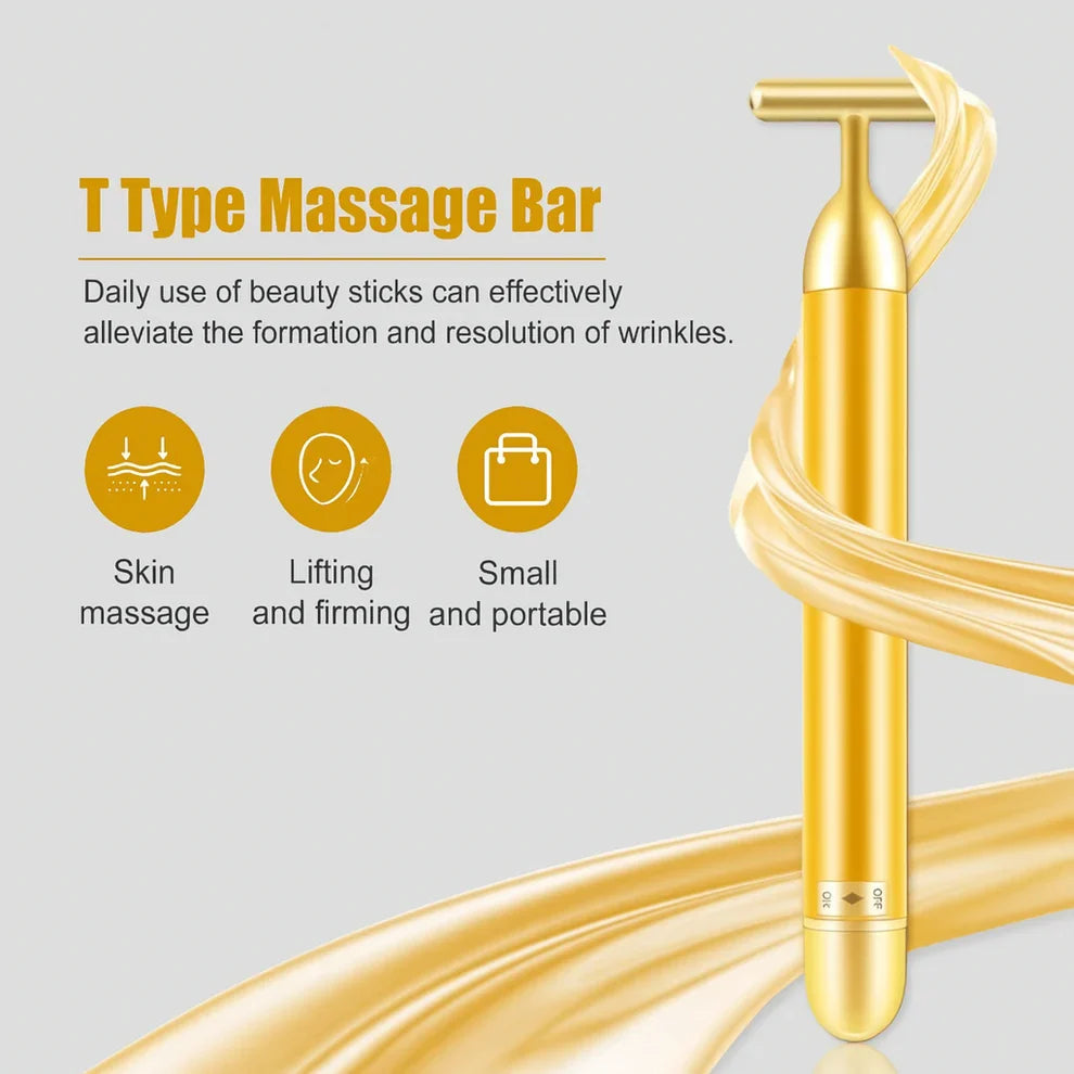 24K Gold Energy Beauty Bar Electric Facial Massage Roller