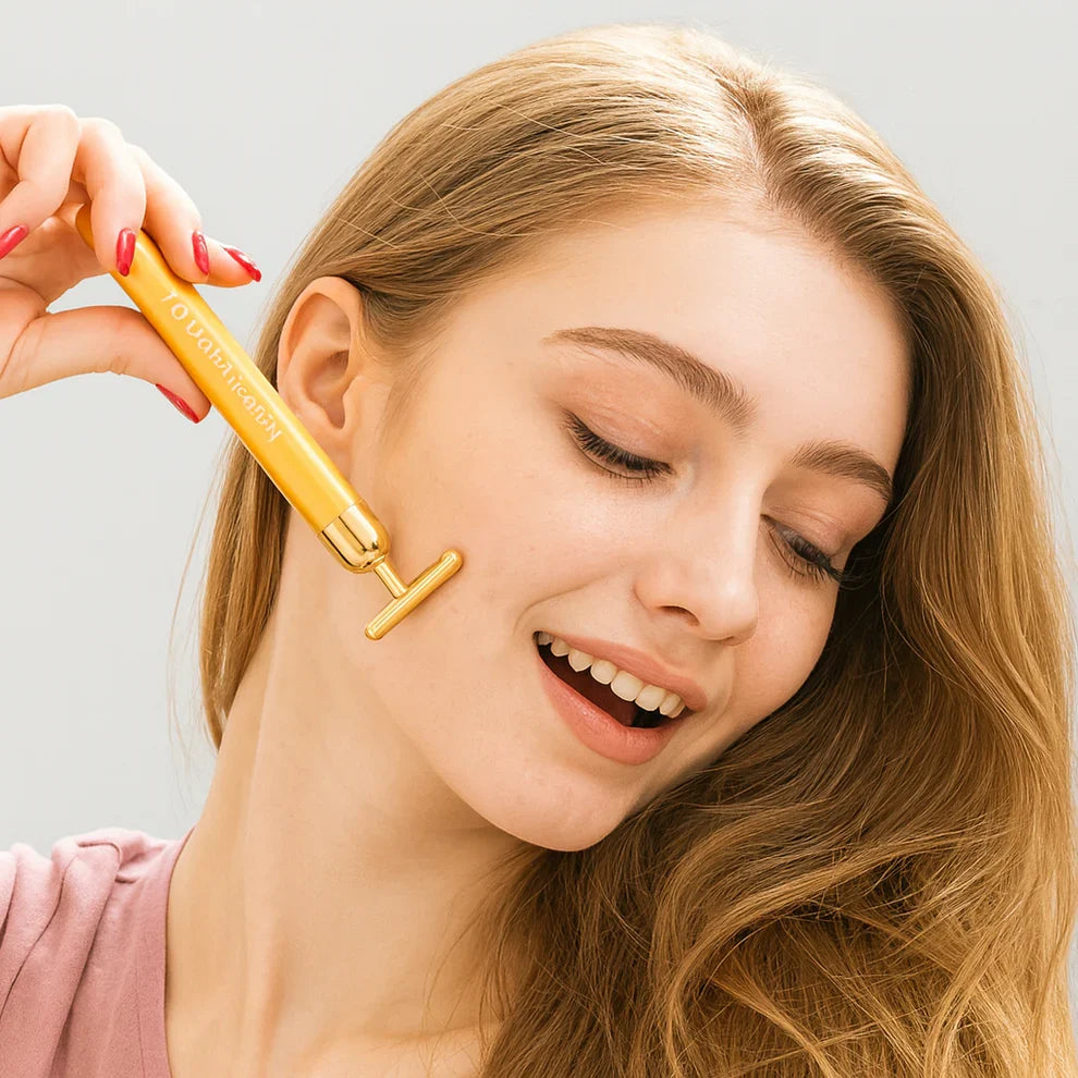 24K Gold Energy Beauty Bar Electric Facial Massage Roller
