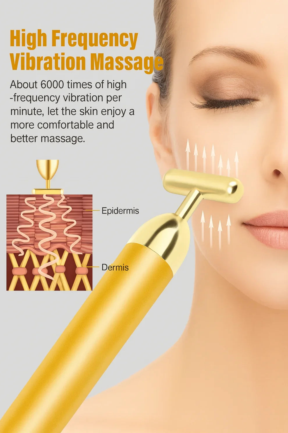 24K Gold Energy Beauty Bar Electric Facial Massage Roller