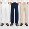 Men's Loose Fit Pants – White, Navy Blue & Beige | Pack of 3
