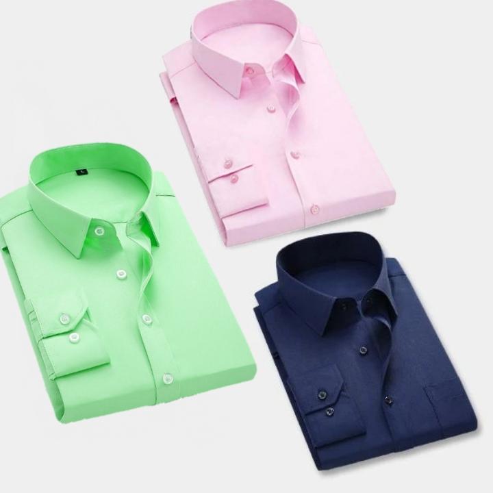 Midnight Navy, Pink , GreenPremium Cotton Casual Shirts Pack Of 3
