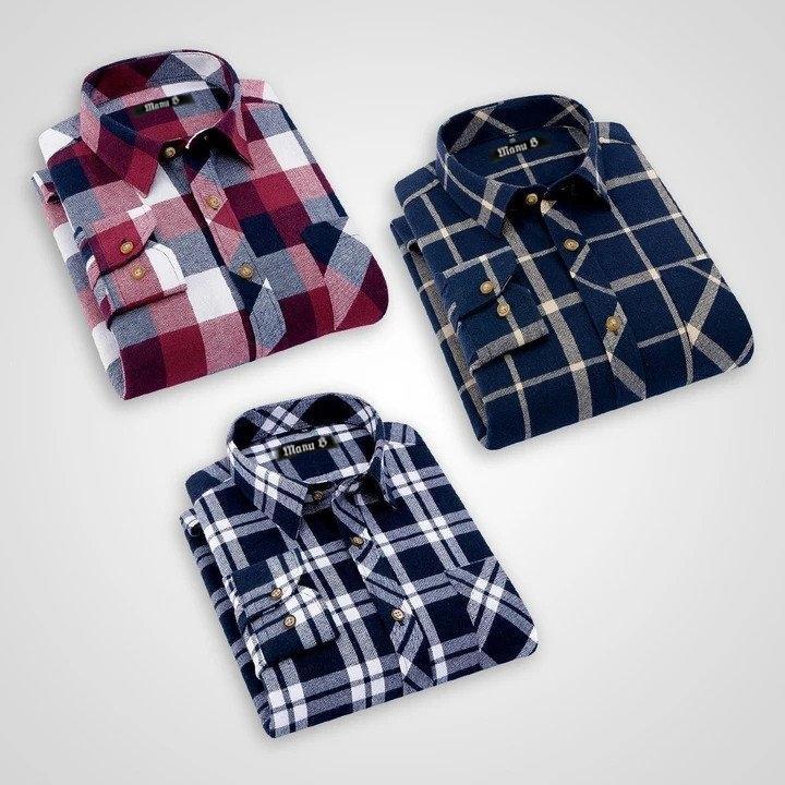 Checkred Premium Cotton Casual Shirts Pack Of 3