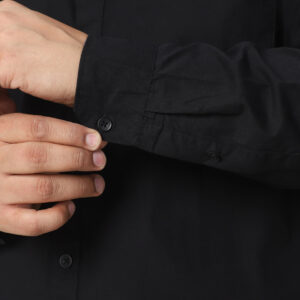 Plus Men's Black Cotton Full Sleeve Regular Fit Casual Solid Shirt