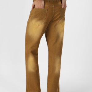 Men's Khaki Regular Fit Washed Jeans Stretchable