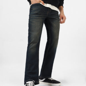 Men’s Dark Blue Washed Bootcut Jeans Stretchable