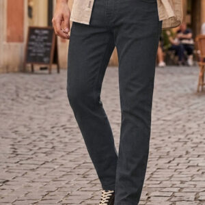 Men’s Carbon Grey Regular Fit Washed Jeans Stretchable
