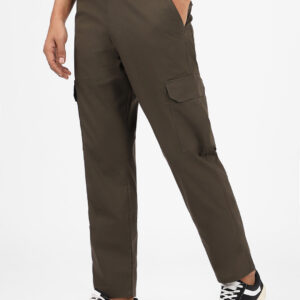 Men's Dark Olive Regular Fit Solid Cargo Chino Pant With 6 Pockets