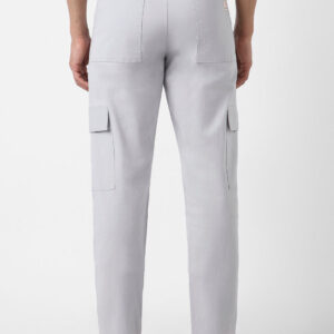 Men's Ice Grey Regular Fit Solid Cargo Chino Pant with 6 Pockets Stretchable