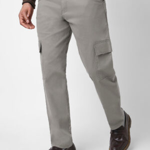 Men’s Light Grey Regular Fit Solid Cargo Chino Pant with 6 Pockets Stretchable