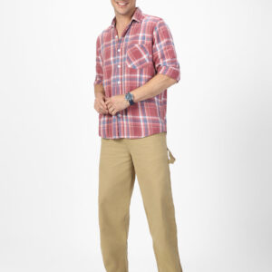 Men's Light Olive Loose Baggy Fit Solid Carpenter Trouser Pant with 5 Pockets Non-Stretchable