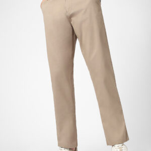 Men’s Taupe Brown Cotton Regular Fit Casual Chinos Trousers Stretch