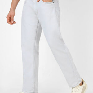Men's Whitish Grey Regular Fit Washed Jeans Stretchable