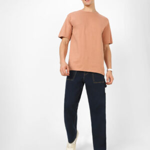 Men's Dark Blue Loose Fit Cargo Carpenter Jeans With 6 Pockets Non-Stretchable