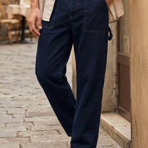 Men’s Dark Grey Loose Fit Cargo Carpenter Jeans With 6 Pockets Non-Stretchable