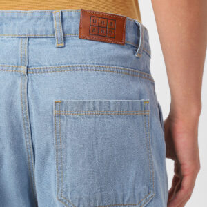 Men's Ice Blue Loose Fit Cargo Carpenter Jeans With 6 Pockets Non-Stretchable