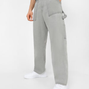 Men’s Ice Grey Loose Fit Cargo Carpenter Jeans With 6 Pockets Non-Stretchable