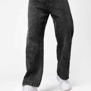 Men’s Black Loose Baggy Fit Washed Jeans Non-Stretchable