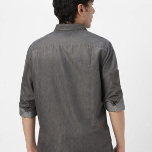 Men's Grey Full Sleeve Regular Fit Casual Denim Shirt