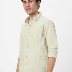 Men's Pastel Green Cotton Full Sleeve Regular Fit Casual Solid Shirt