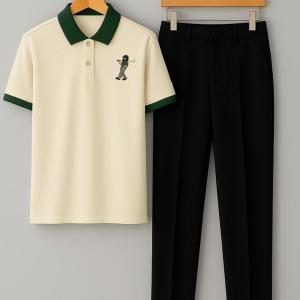 OnZone Black Elite Emblem Polo T-Shirt & Black Pant Combo
