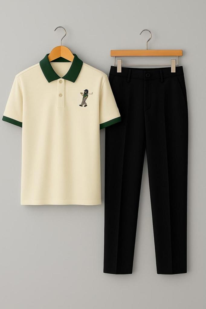 OnZone Black Elite Emblem Polo T-Shirt & Black Pant Combo