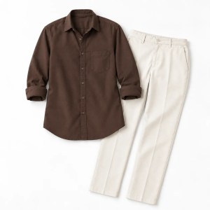 OnZone Coffee Brown Shirt & Ivory Cream Pant Combo | Set of 2